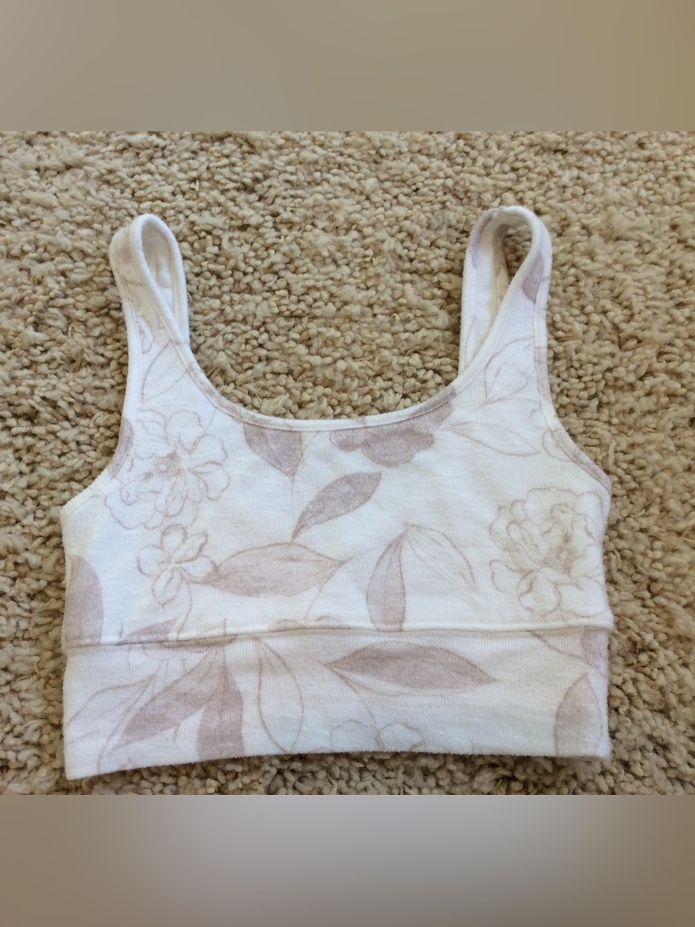 Z Supply Floral Lounge Bralette Tank - Cream/Pale Pink - XS